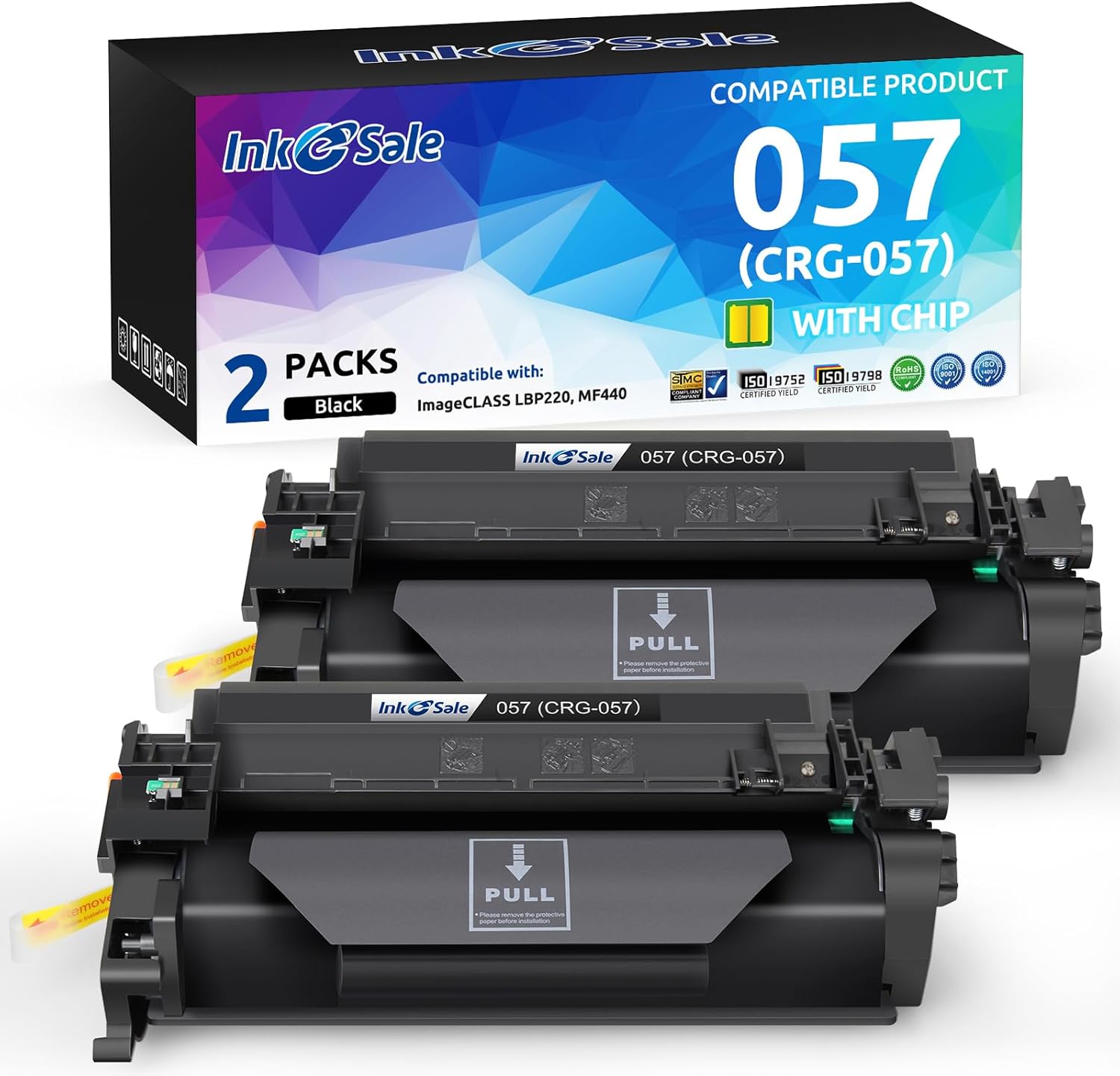 INK E-SALE 057 Black Toner Cartridge (with Chip) Compatible Replacement for Canon Cartridge 057 for use with ImageCLASS MF445dw MF455dw LBP226dw MF448dw LBP227dw LBP228dw MF449dw Printer Ink, 2 Pack