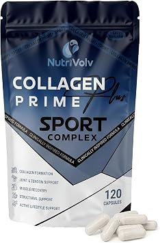 Collagen Prime+ Sport | 120 Capsules | Multi-Type Collagen Peptides I, II, III, V with Vitamin C, Magnesium, Zinc & Tart Cherry | Joint & Tendon Support, Muscle Recovery | Halal | by NutriVolv