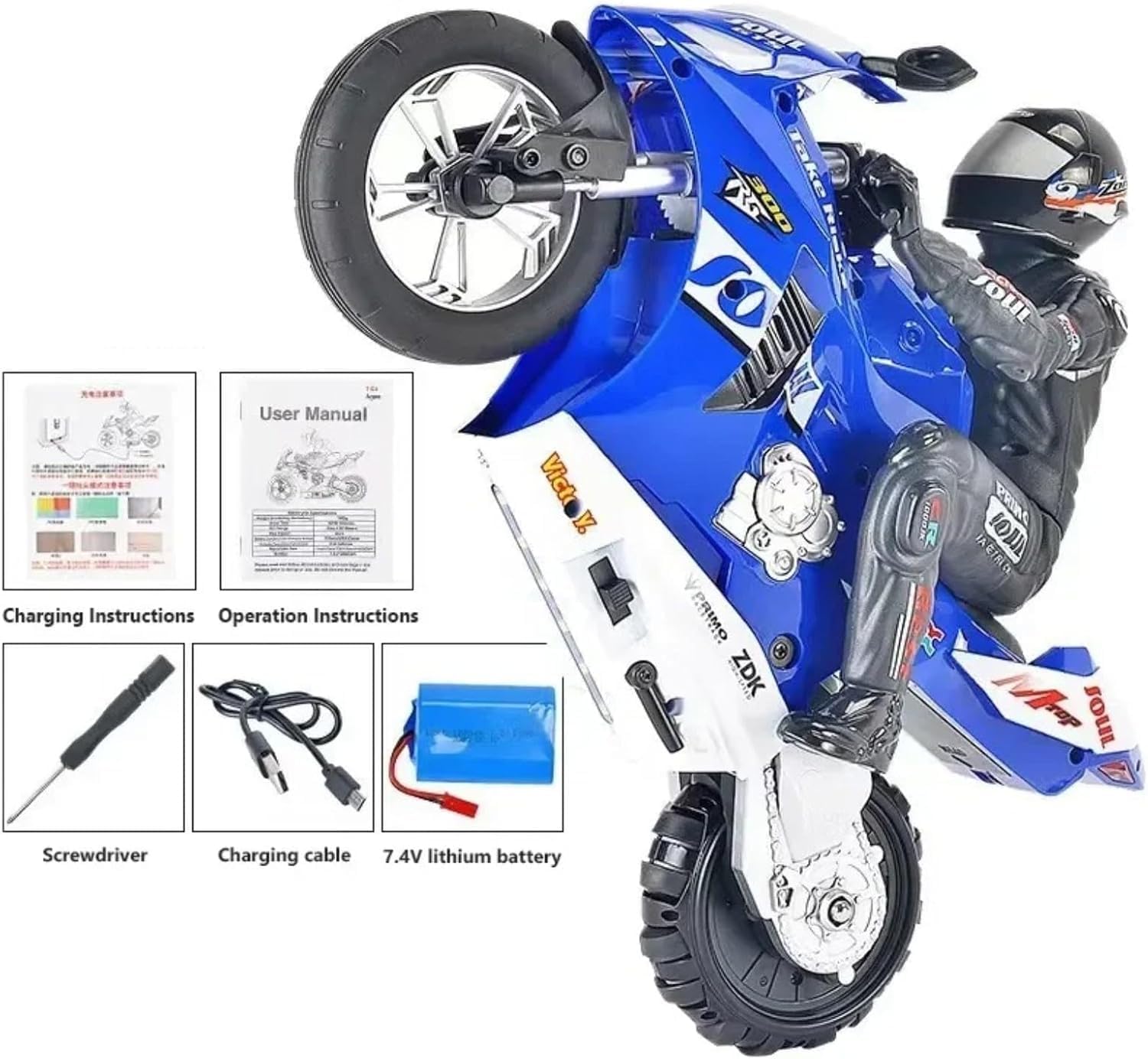 Pihura Remote Control Stunt Motorcycle - 20km/h High-Speed Drift & Rotation, Off-Road One-Wheel RC Bike - Electric Toy Gift for Kids & Adults 3