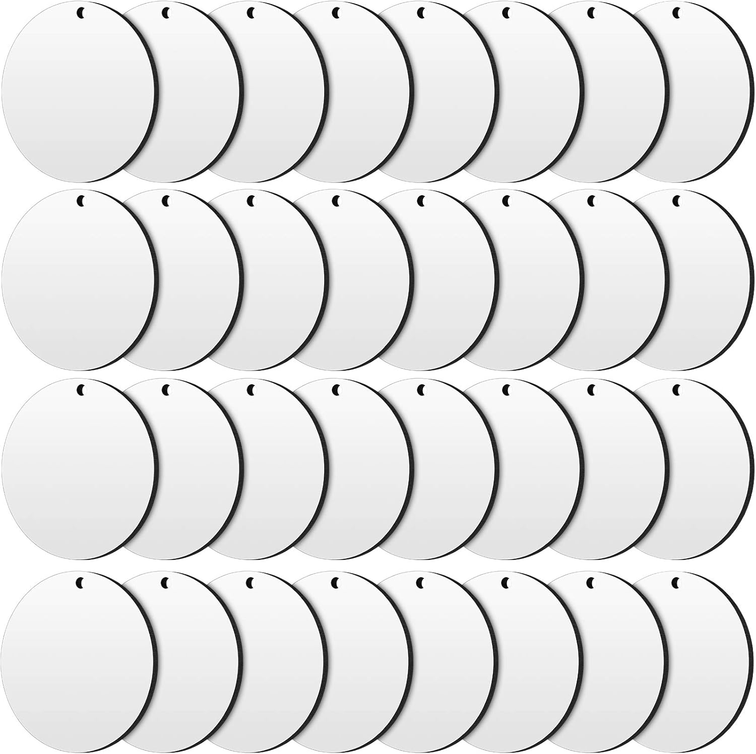 Jetec 50 Pieces Round Sublimation Ornaments 2 Inch Christmas Blank Ornaments Bulk Wooden Hardboard Christmas Xmas Tree Round Hanging Printing White for DIY Handicrafts Making
