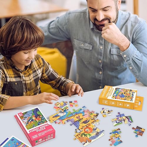 Miniatura 5 de Vileafy Mini rompecabezas para niños de 4 a 8 años, paquete de 3 rompecabezas de animales de viaje para niños y niñas, 36 piezas de animales