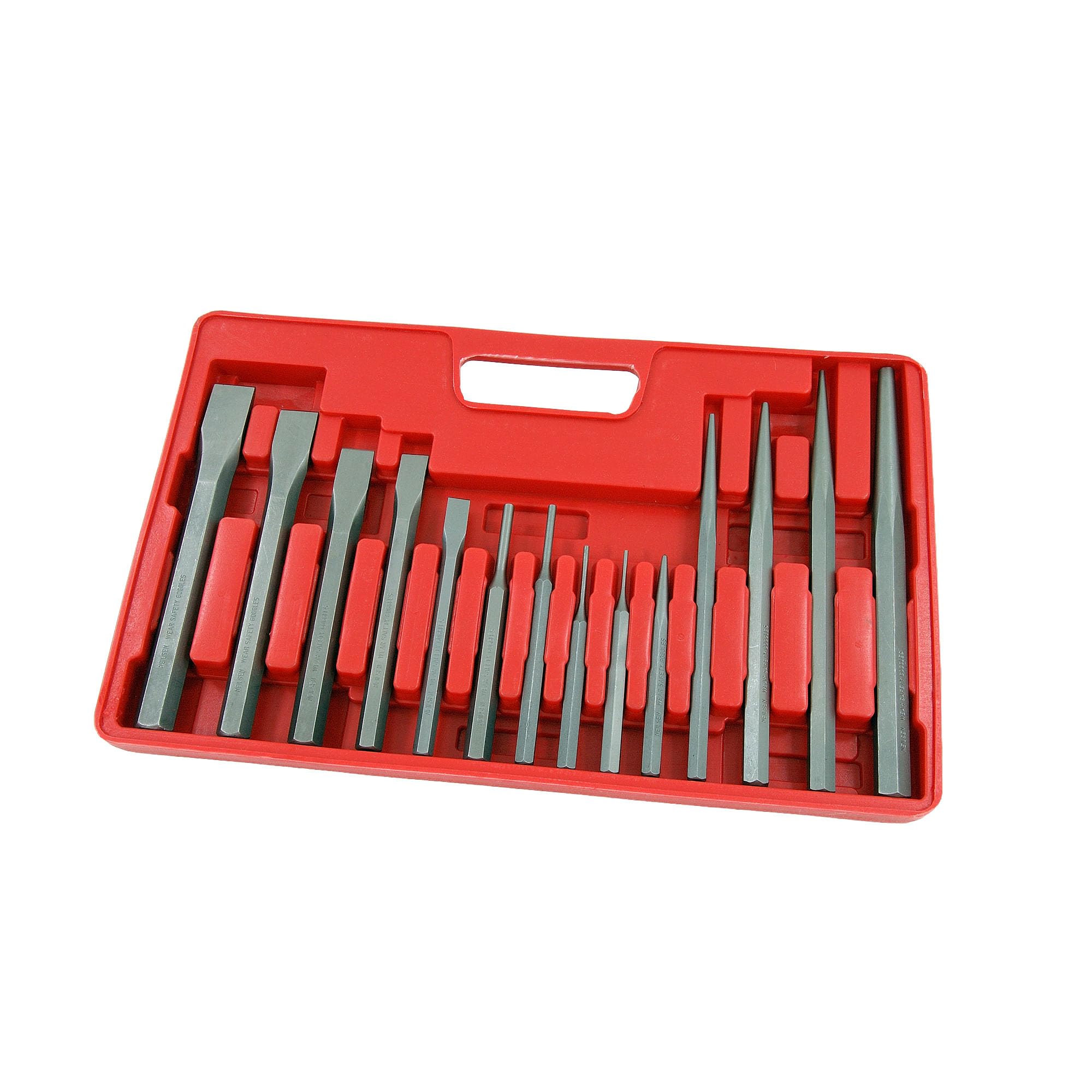 Neilsen CT1043 14-Piece Punch and Chisel Set – Includes Pin Punches, Taper Punches, Cold Chisels, and Centre Punch – Precision Ground, Heat-Treated, and Drop Forged for Heavy-Duty Use