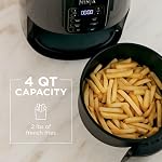 NINJA AF101C, Friteuse à air, 3,8L, cuisson électrique avec moins d'huile, équipée d'une plaque crisper + étagère multi-niveaux + panier antiadhésif, panneau de contrôle programmable, Noir, 1550W, (Version canadienne)