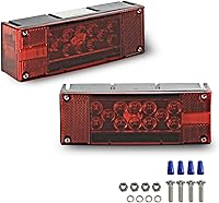 Wellmax Submersible 12V LED Trailer Tail Lights - Waterproof Low Profile Rectangular for RV Boat Trailer Marine DOT Compliant