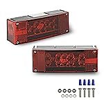 Wellmax 12V LED Trailer Lights, Submersible and Waterproof Low Profile Rectangular tail lights for RV, marine, boats, trailers