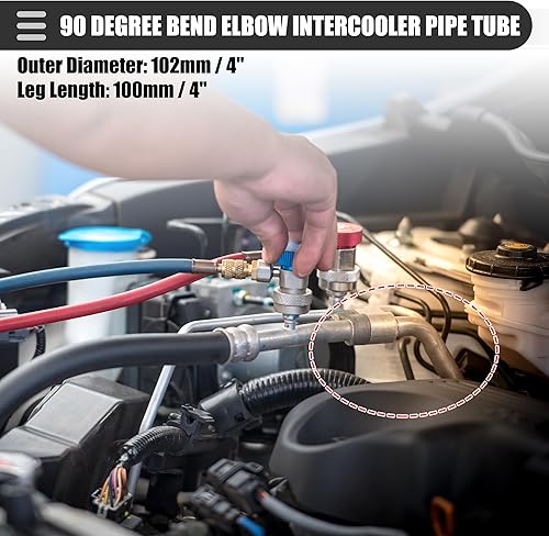 Miniatura 9 de Motoforti Tubo de entrada de aire universal de 90 grados de codo intercooler tubo, 1.5 pulgadas de diámetro exterior, 1.496 in de diámetro exterior,