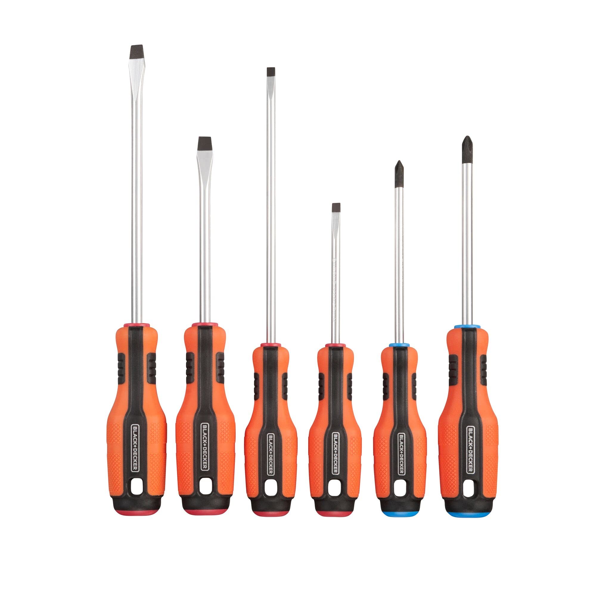 BLACK+​DECKER BDHT84014-​0 Lot de 6 tournevis mixtes avec pointe en croix et coupe