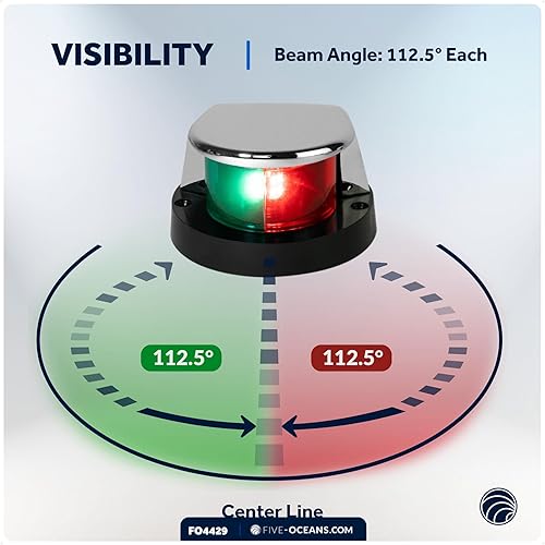 Miniatura 4 de Five Oceans Luces de navegación para barcos, luz de arco LED, luces de navegación para barcos rojas y verdes, luz bicolor de montaje horizontal,