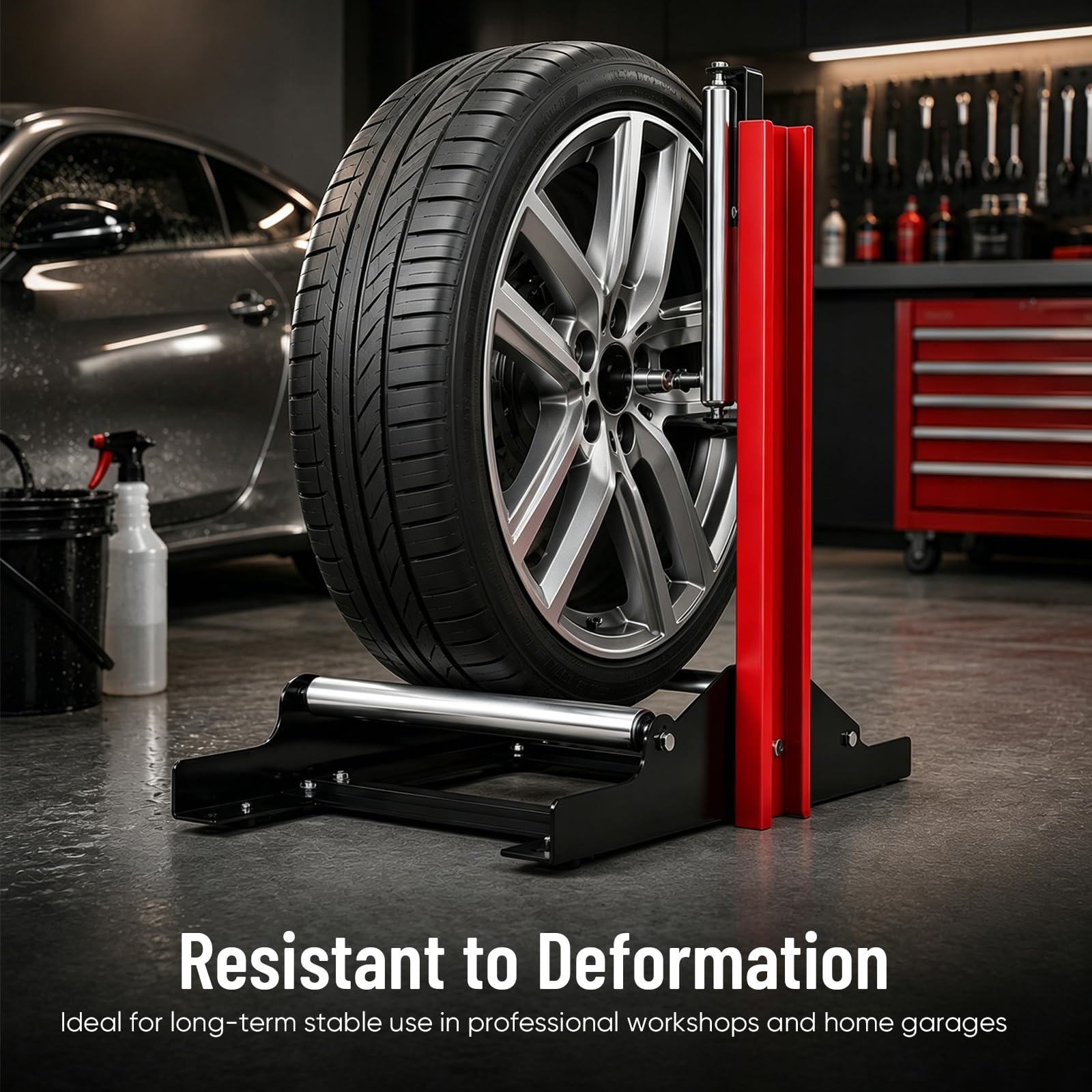 Support de nettoyage pour pneus, réglable en hauteur, rotatif à 360° | Support de nettoyage pour jantes de voiture en acier pour nettoyage et polissage des pneus 83 x 40 x 70 cm
