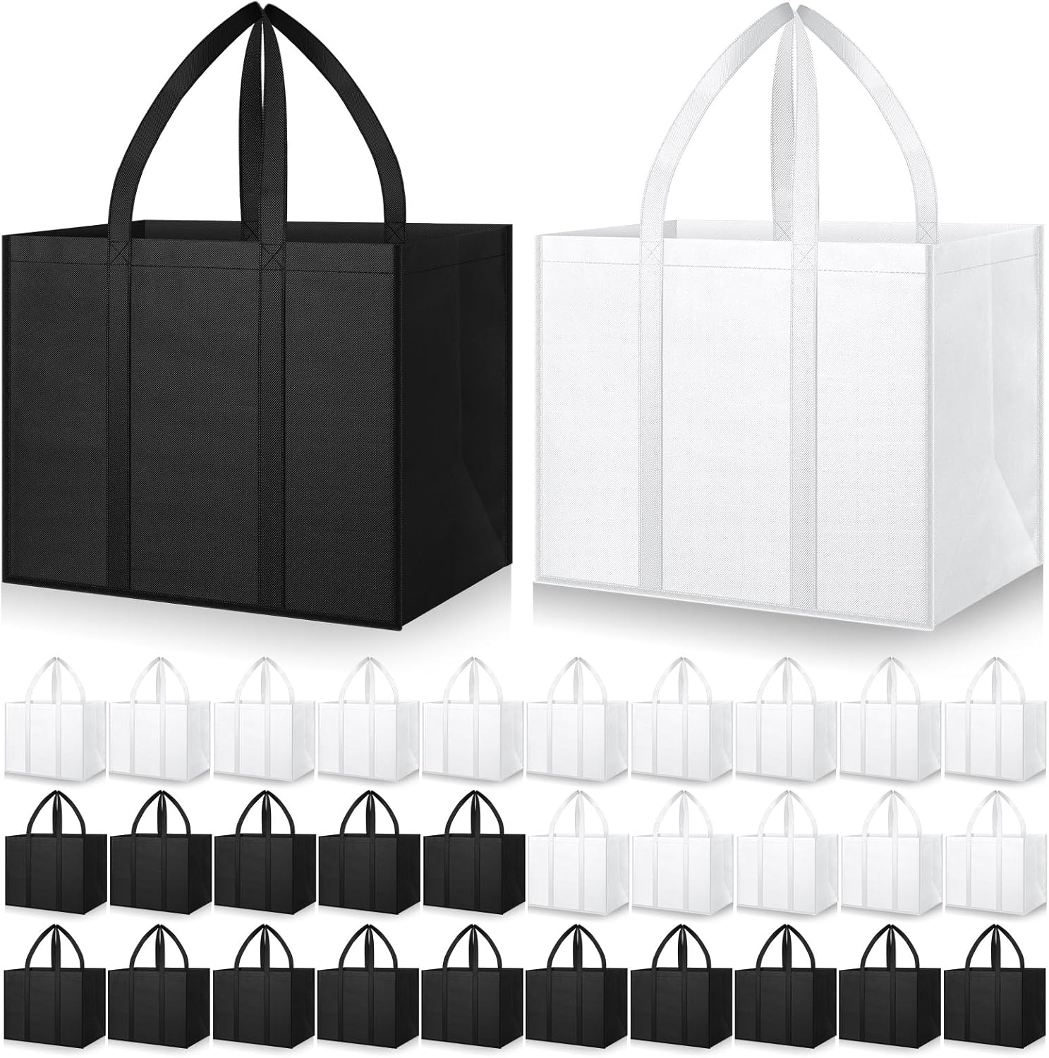 Hillban 30 Pack Reusable Grocery Bags Bulk Heavy Duty Large Shopping Bags Washable Foldable Storage Totes with Handles