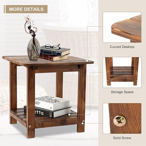 Miniatura 10 de Mecedora de madera para exteriores, banco de ruedas de carro, silla mecedora rústica para patio, porche, césped, jardín, balcón, junto a la piscina,