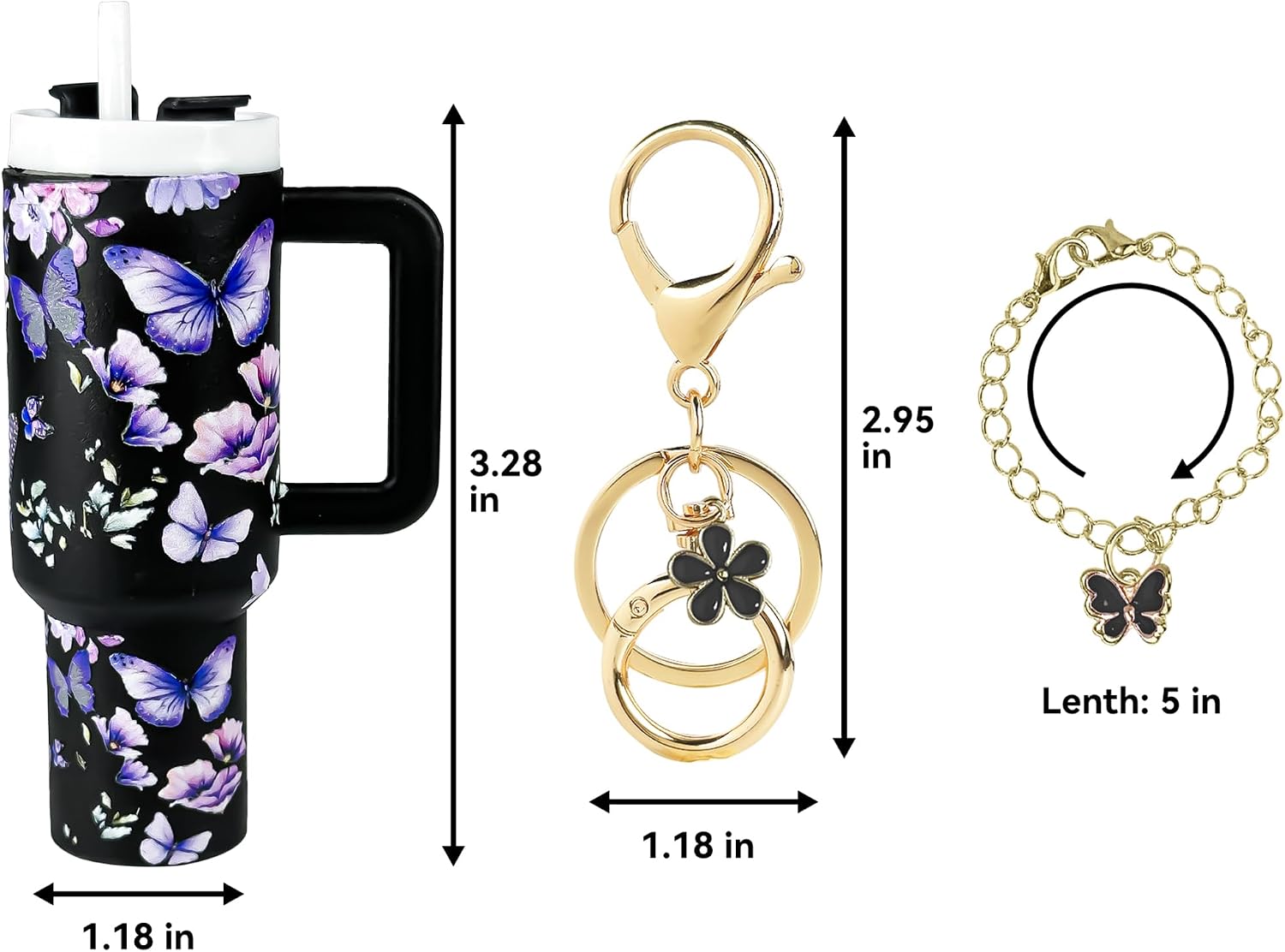 Mini Tumbler Keychain Accessories for Stanley Cup, 2 Way Cute Charms Chapstick Lip Balm Holder for Women Purse Handbag