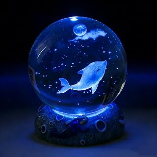 Dolphins 3D Crystal Ball 2.4in Oceans Glass Sphere Gifts for Girls, Boys