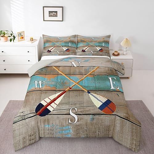 Miniatura 26 de Juego de edredón de decoración de casa de lago para dormitorio, ropa de cama de remo de lago, juego de ropa de cama de cabaña vintage con diseño