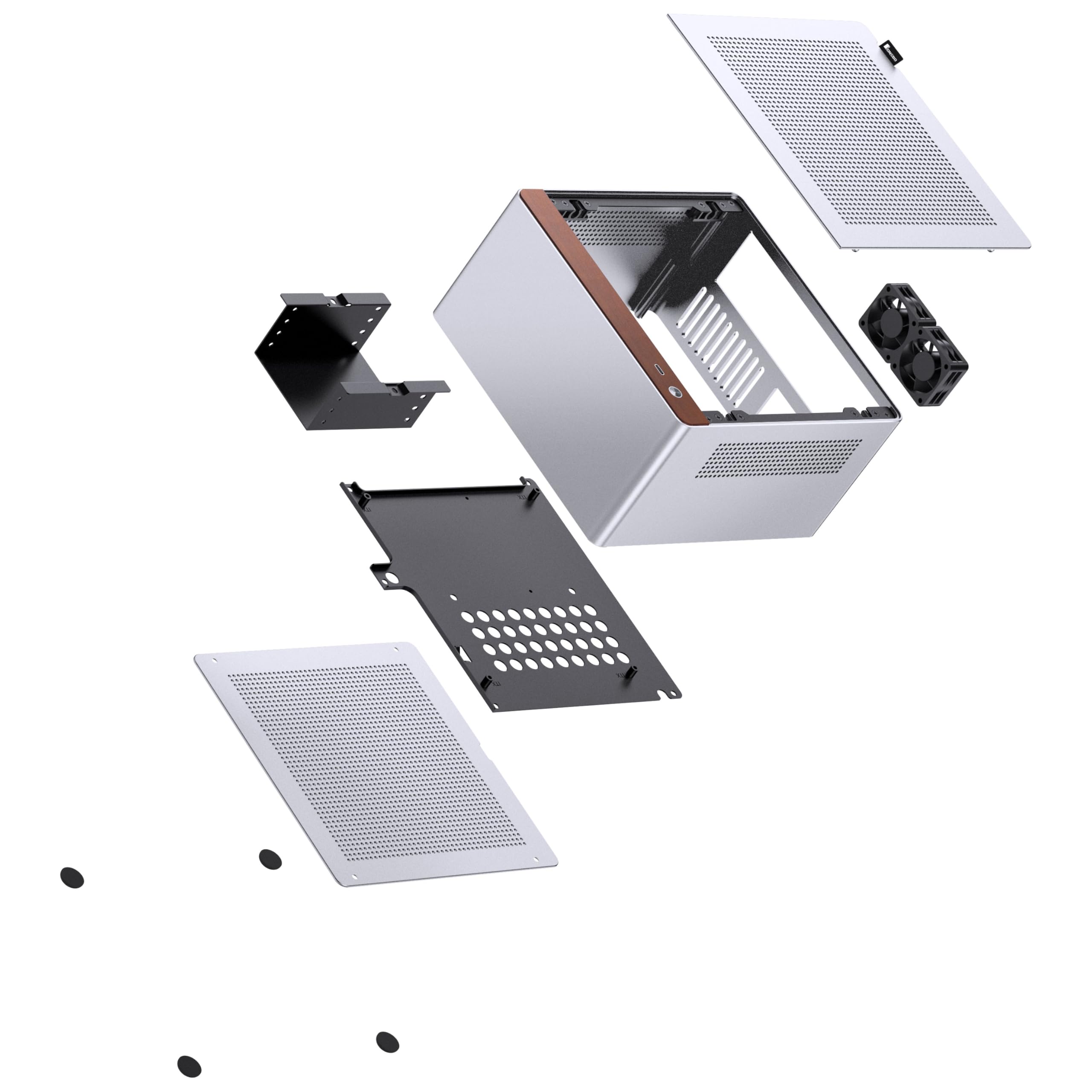 Jonsbo N10 Case PC Argento – Mini-Tower per Mini-ITX, con 2 ventole, fino a 4x SSD da 2,5 pollici, case compatto per HTPC, NAS e sistemi Office