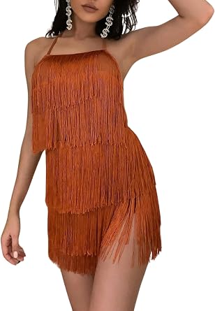 Ella Lust Sexy Backless Fringe Dress Jumpsuit - Western Country Concert Cowgirl Outfit for Women Nashville Tassel Romper