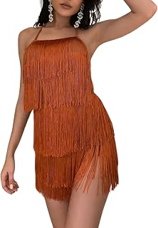 Ella Lust Verführerischer rückenfreier Overall mit Fransenkleid - Damen-Club-Boho-Playsuit mit Quasten und gestuftem Neckholder, Festival-Bodysuit