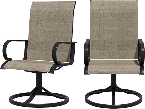 Patio Swivel Dining Chairs Set of 2 Khaki Outdoor Rocking Chairs