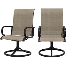 Patio Swivel Dining Chairs Set of 2 Khaki Outdoor Rocking Chairs