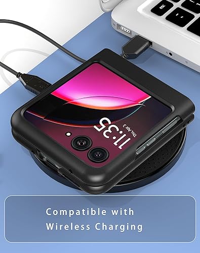 Miniatura 5 de Cresee Funda para Motorola Razr Plus 2023 Con Protector De Pantalla Externa - Funda De Teléfono De PC Dura Delgada Para Moto Razr+2023 - Negro+Vidrio