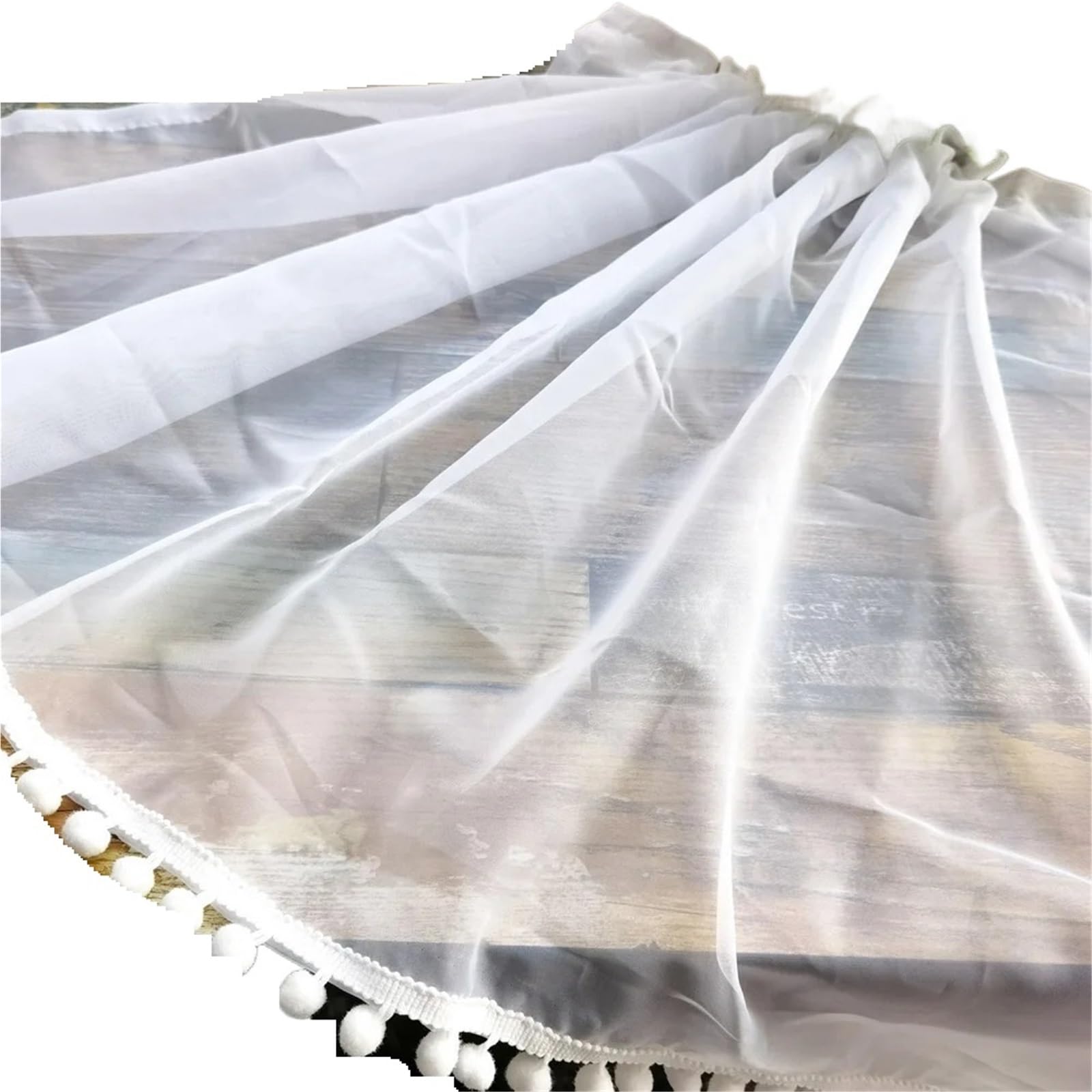AIQIJOHI Short Curtains Short Tulle Curtains Half Blackout Lace Tassels Kitchen Bedroom Room Window Valance Sheer Panel(W200CM x H80CM)