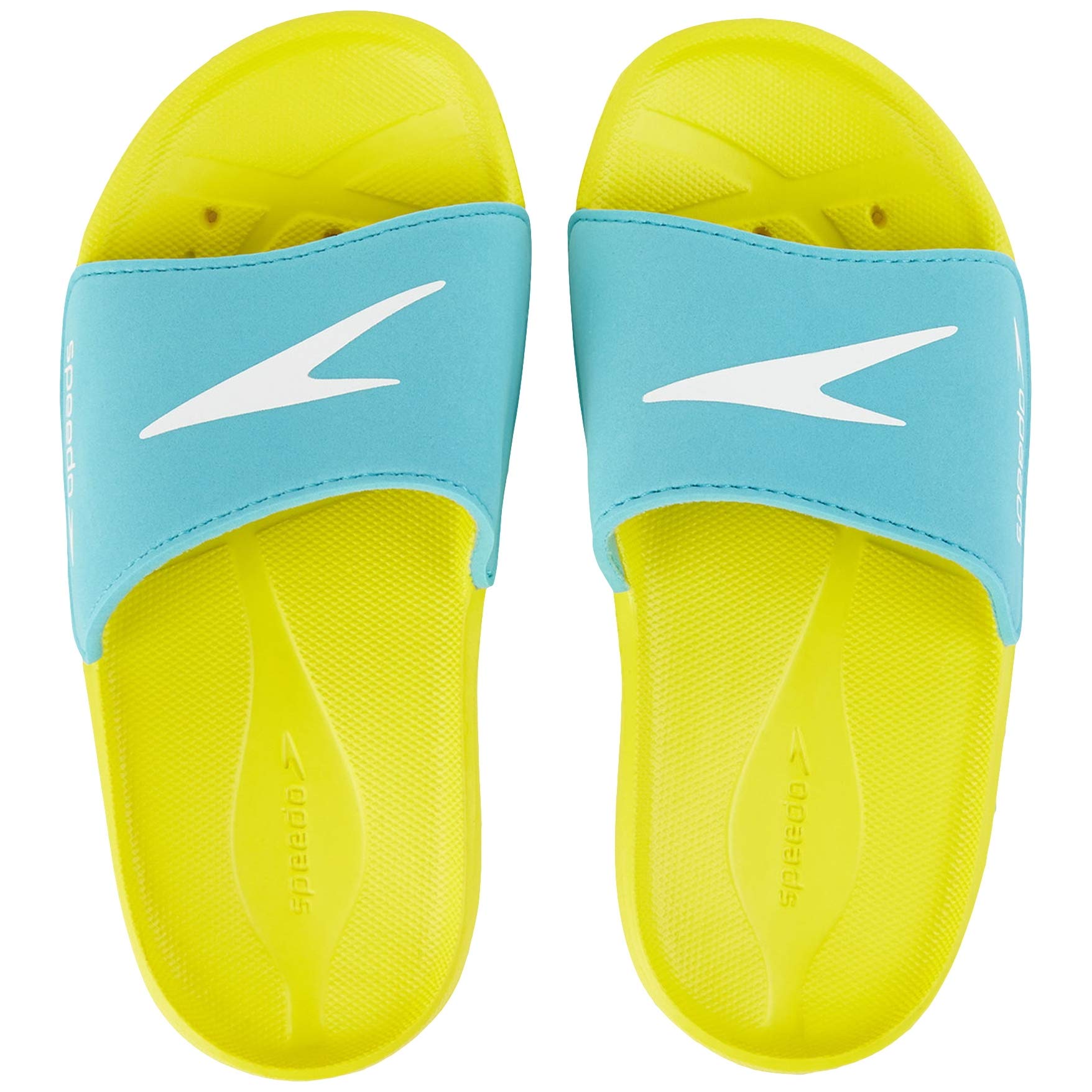 Speedo Atami Core Slide, Zapatos de Playa y Piscina Unisex niño, Multicolor (Empire Yellow/Bali Blue 000), 34.5 EU