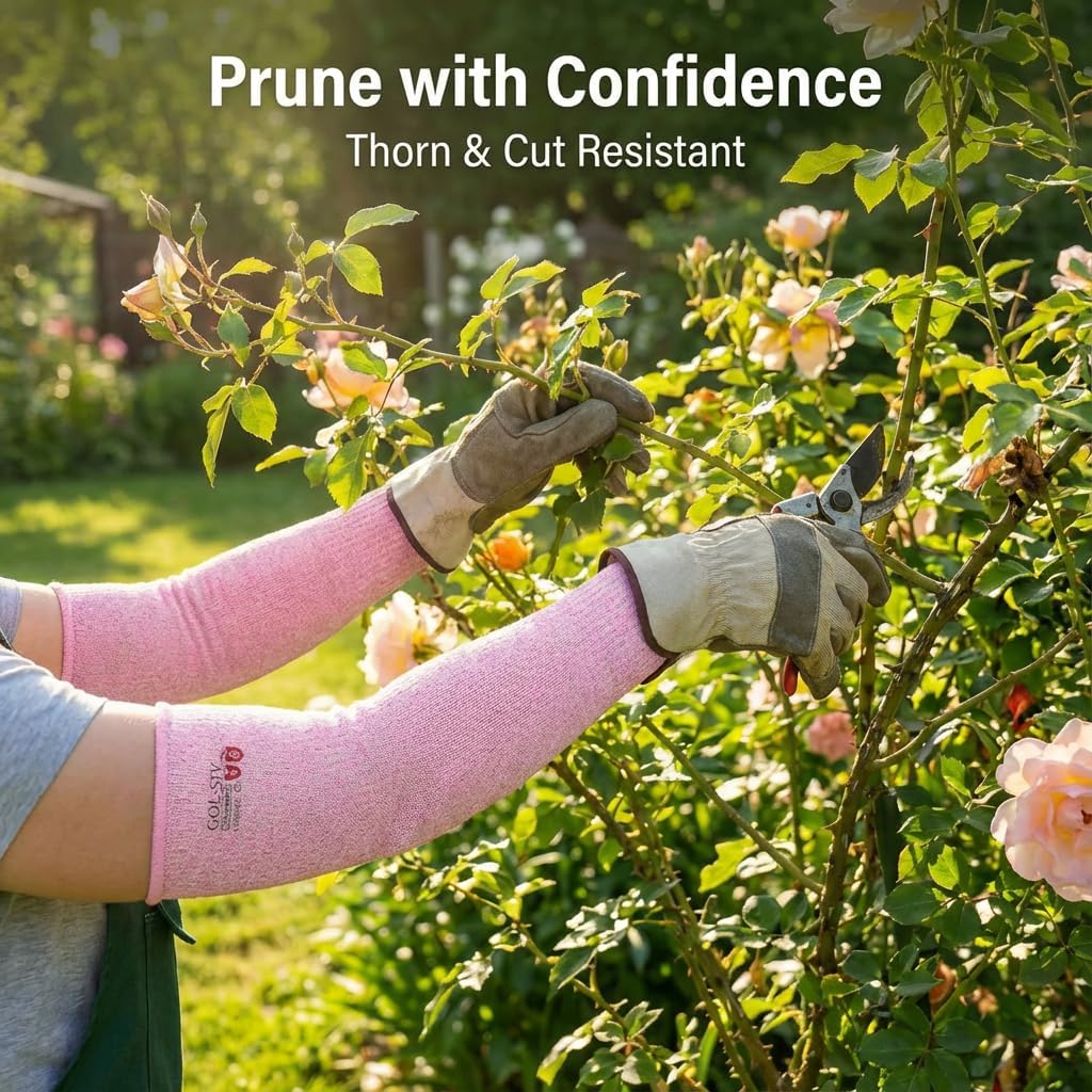 Arm Protectors For Thin Skin And Bruising, Cut Resistant Sleeves For Men Women, A5 Level Pink Arm Sleeve For Gardening (Pink, 17.7 In) - Image 7