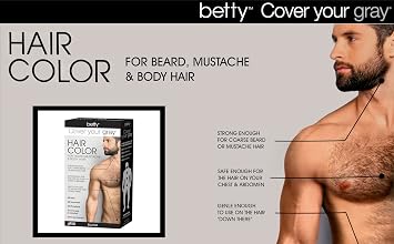 Betty Cover Your Gray Mens Hair Color for Beard, Mustache & Body Hair - Black