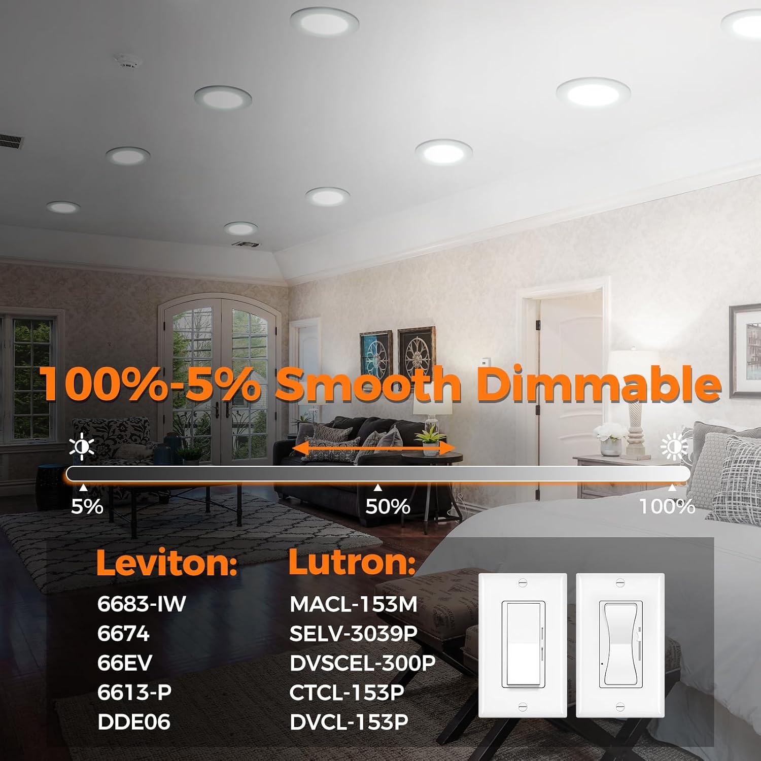 48 Pack LED Recessed Lighting 6 Inch, Ultra Thin Canless Wafer Downlight with Junction Box, Dimmable & 5 Color Temperature Selectable, 12W 1050LM, ETL & Energy Star