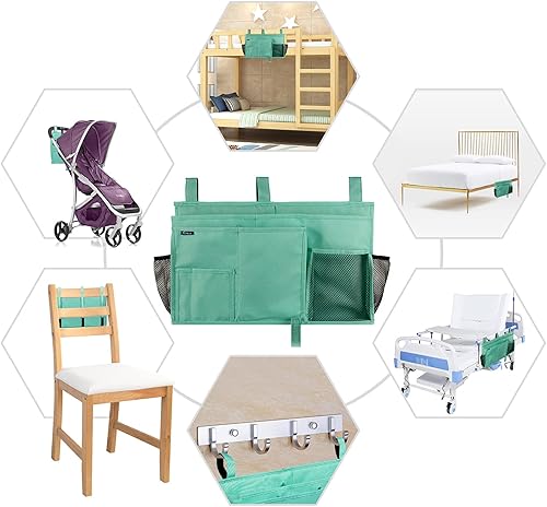 Miniatura 205 de Surblue - Organizador de cama colgante para mesita de noche, bolsa de almacenamiento, bolsillo para literas y camas de hospital, dormitorios Z-Zebra