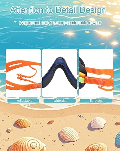 Miniatura 5 de seasprint Swim Goggles for Kids 6-12, Wide View Anti-Fog UV Protection No Leaking,Boys Girls Youth Swimming Goggles