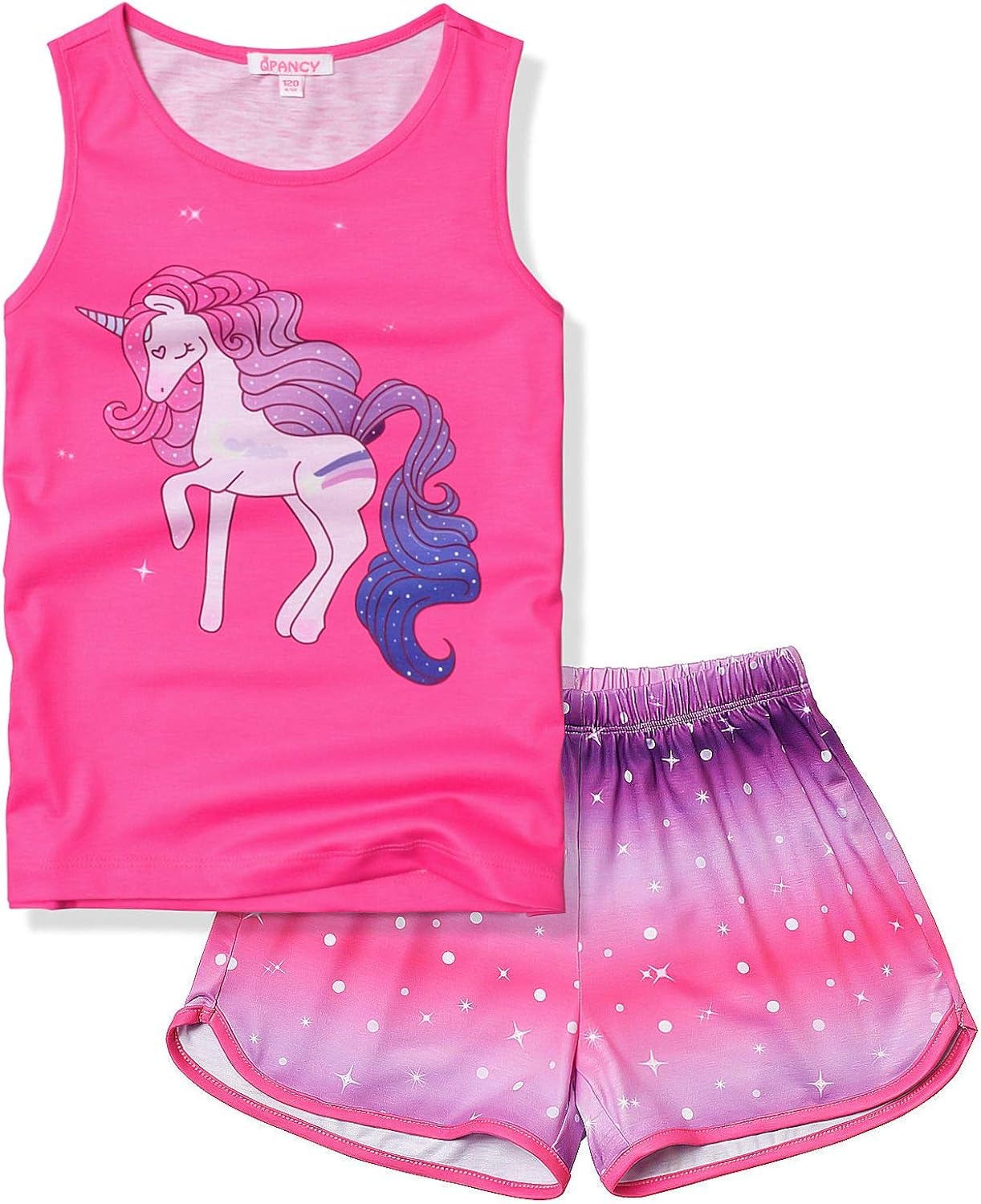 QPANCY Unicorn Pajamas for Girls Pj Sets Summer Sleeveless Sleep Shirts