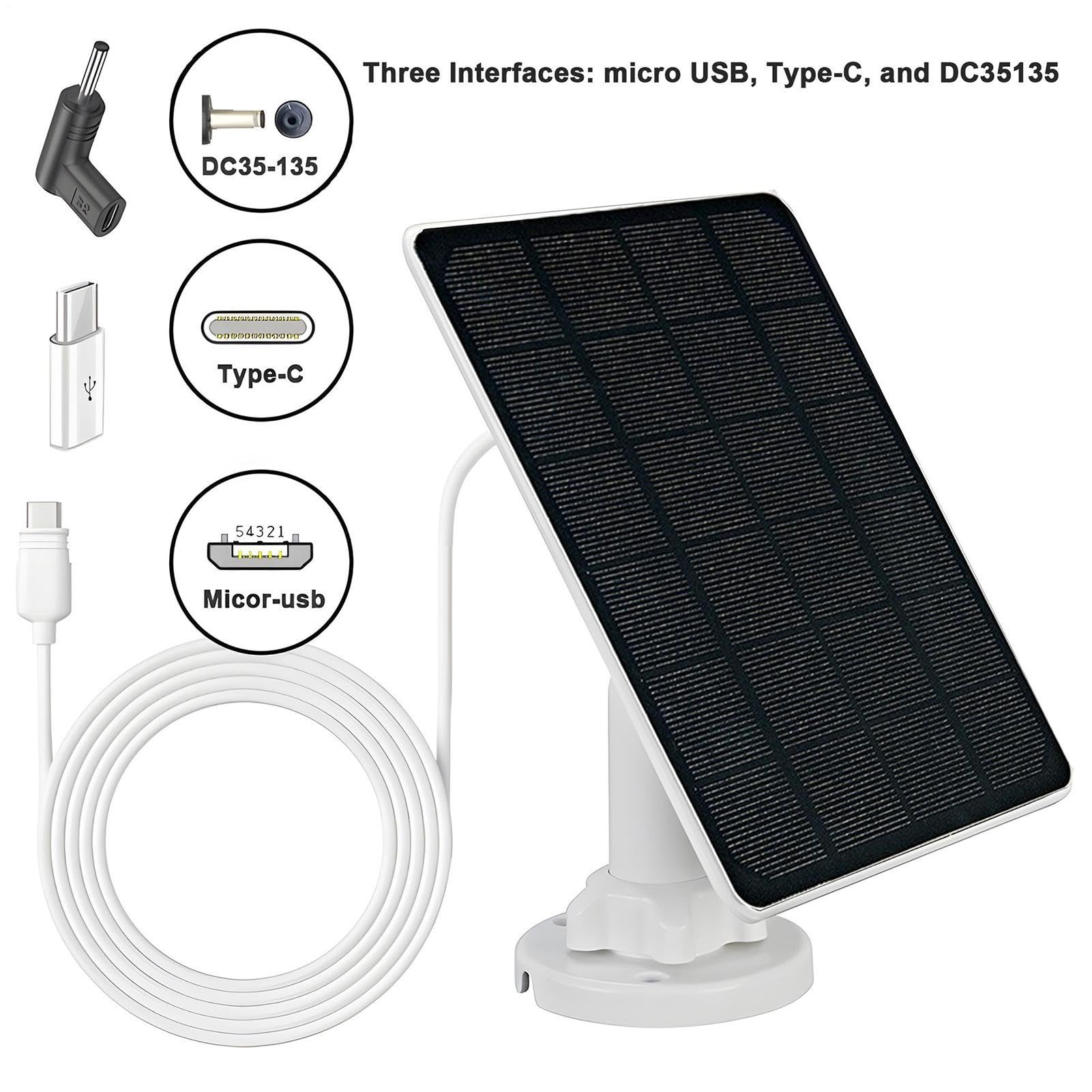 Pannello Solare per Telecamera di Sicurezza Supporto da Parete IP66 | Caricatore Solare Esterno per Telecamera per Campanello Luce da Campeggio Power Bank Casa Scuola Ristorante