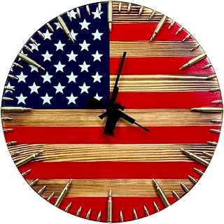 Sheremart Time of Honor, Fanyil American Flag and Gun Clock, Vianys Us Flags Patriotic Clock, Flags Round Vintage Clocks, Decorative Wall Clock Battery Operated for Living Room