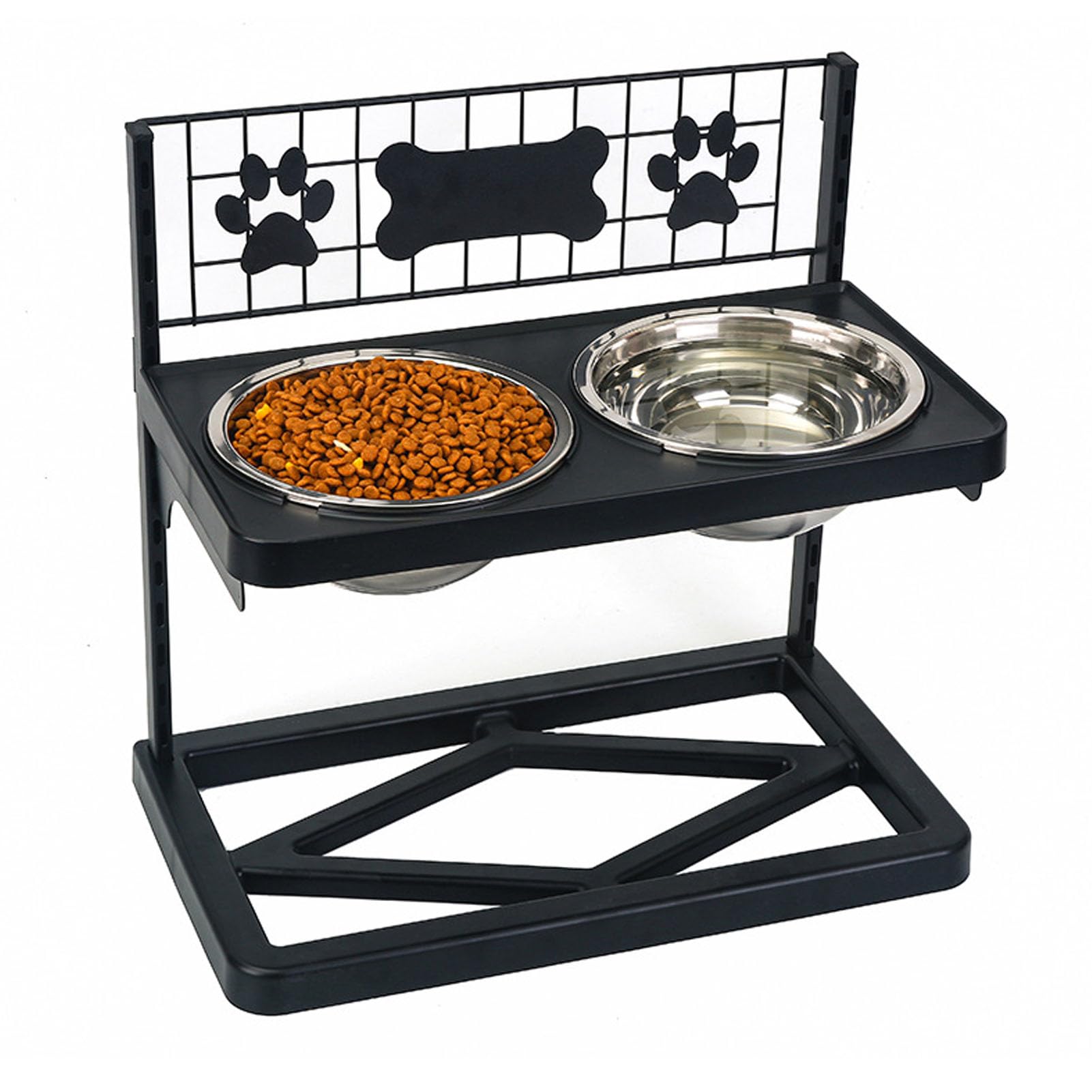 Tnfeeon Cuencos Elevados para Perros, Comedero Elevado Ajustable en Altura con 2 Cuencos de Acero Inoxidable, Base Antideslizante para Todos los Tamaños de Perros