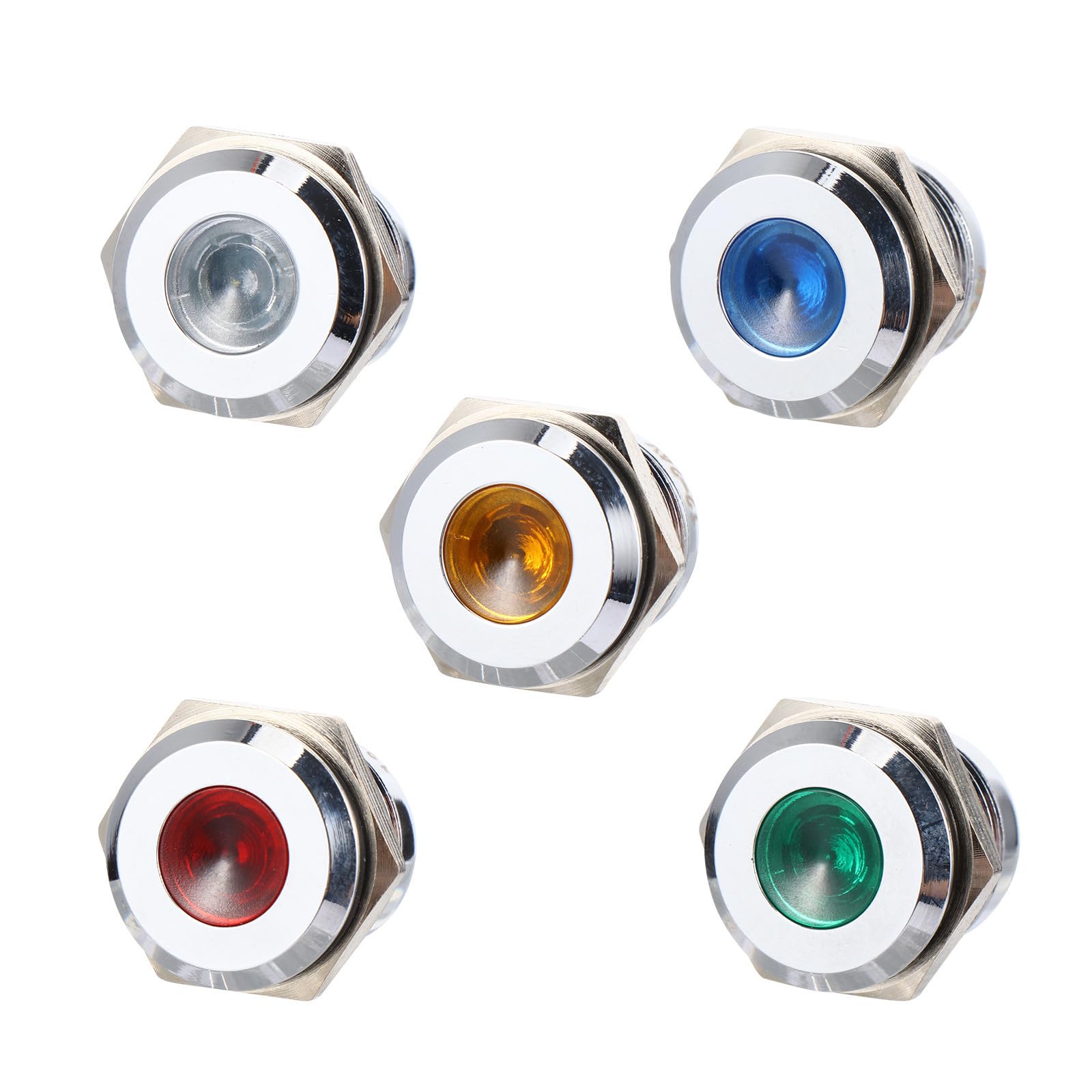 Luz indicadora LED metálica 16mm 12V-24V IP66 impermeable para salpicadero de coche y barco 8