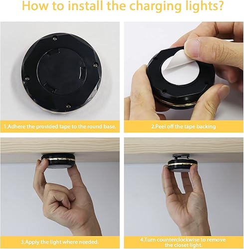 Miniatura 7 de Luces LED inalámbricas para debajo del gabinete intercambiables 16 colores, recargable por USB, sincronización y regulables