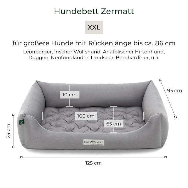 Foto 4 de 8 de HOUND & NATURE Cama ortopédica para perros Zermatt, talla XXL para perros muy grandes con borde alto, sofá…