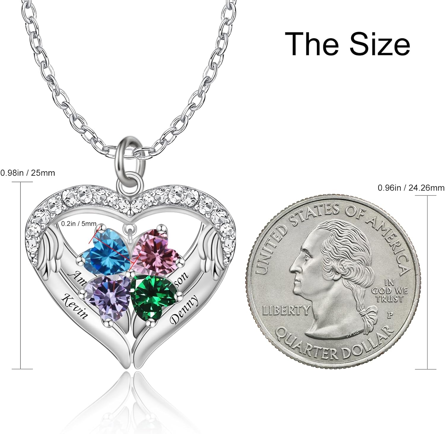 Personalized Mothers Necklace with 1-6 Names and Simulated Birthstones Custom Heart Pendant Necklace for Mom Personalized Mother Necklace for Christmas - Image 4