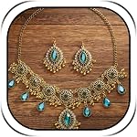 Indian Ensemble de bijoux pour femmes Collier traditionnel et boucles d'oreilles dansante Jhumka