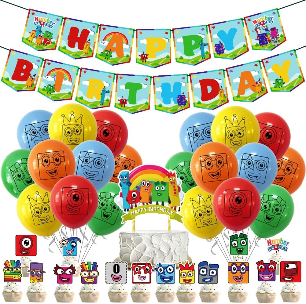Hilloly 38 pcs Number Birthday Decorations Blocks Theme Party Supplies