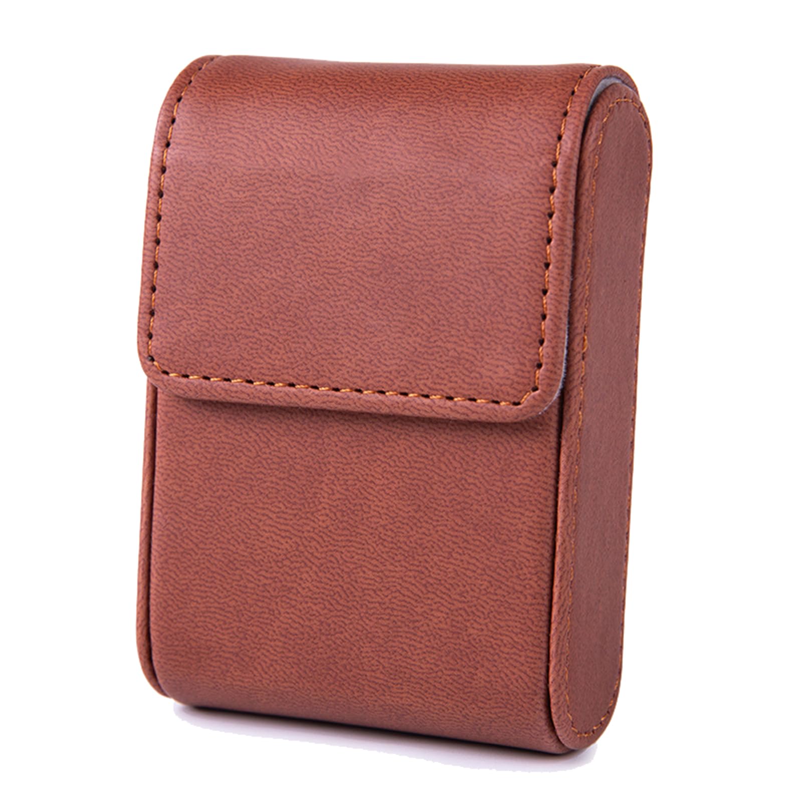 Lorxilar Men's Brown Leather Cigarette Case Cigarette Box For Holds 20 Cigarettes, Flip Top Closure, Cigarette Case For ,One Size,