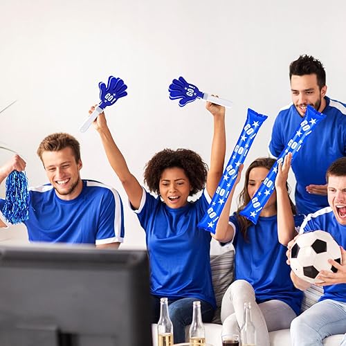 Miniatura 4 de Hungdao 60 piezas de regalos de fiesta para hacer ruido, incluyen 24 palos de trueno, 12 palitos de animación, 24 pompones de animadora para eventos