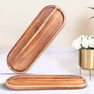 Amazon.com: Wooden Vanity Tray Set of 2 - Rustic Farmhouse Bathroom ...