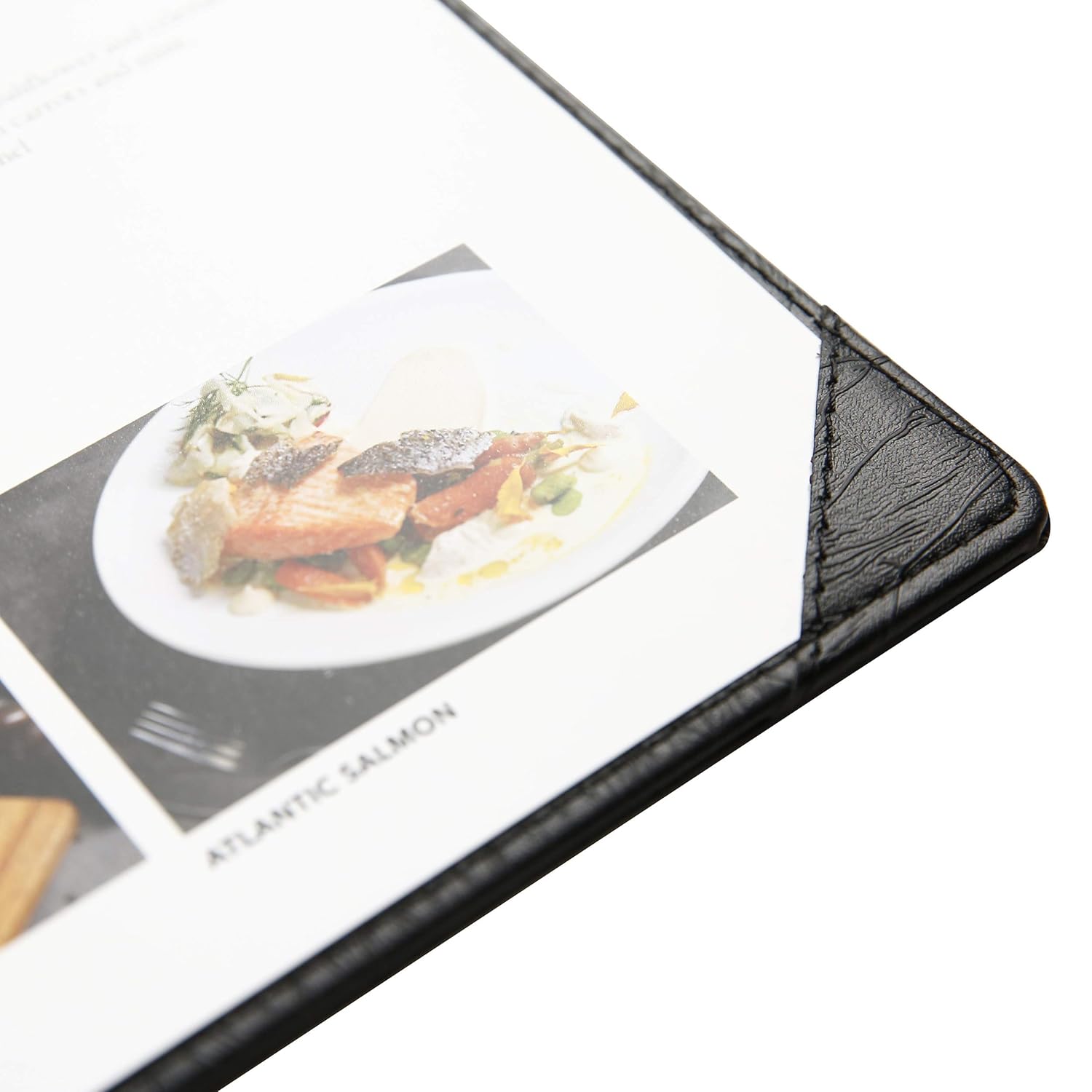 Letter Size 25 pcs Pack of Menu Covers 8.5X11 inch 3 Views with Logo Making,Gift 6 Sheets Printing Paper(Black) (3 View)