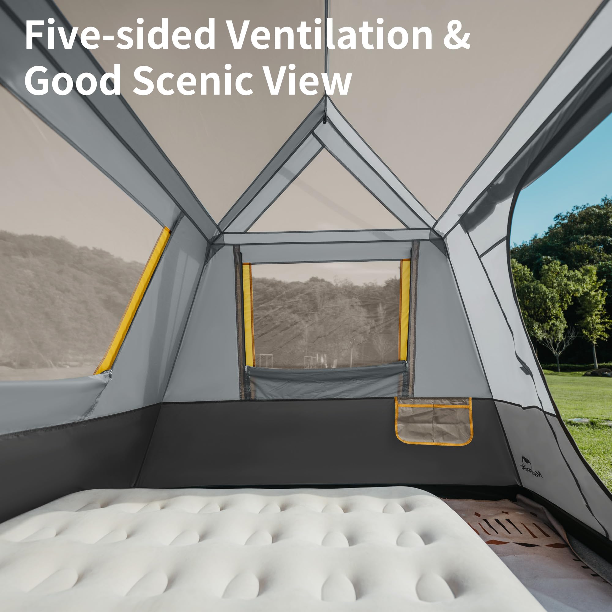 Naturehike Cape 8.3㎡ & 12.9㎡ Großes Zelt 6-8 Personen Camping Wasserdicht Zelt Familienzelt Tunnelzelt PU3000mm für Familienreisen, Camping, Autofahrten und andere Outdoor Aktivitäten