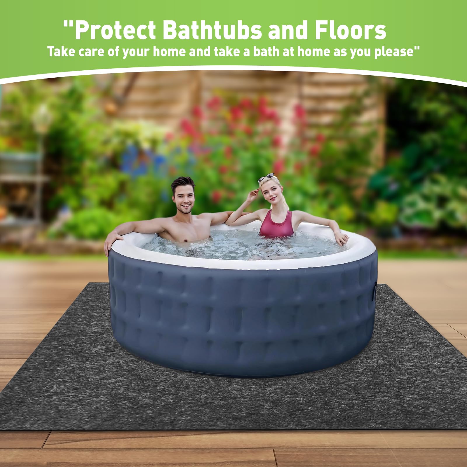 Tapis De Bain épais Pour Jacuzzi 203x203 Cm - Antidérapant, Imperméable, Séchage Rapide, Intérieur/extérieur - 7