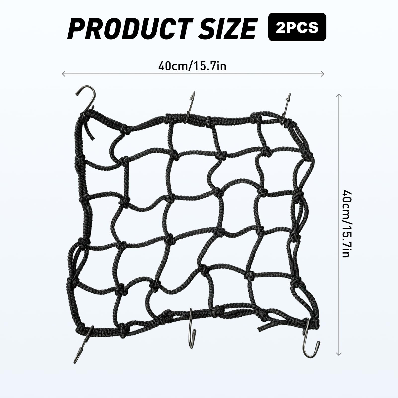leruiyezs 2 Piezas Pulpo Moto,40x40cm,con 6 Ganchos Ajustables,Negro,para Casco Motocicleta Bicicletas Scooter,Uso Diario,Amarre de Almacenamiento,Red De Equipaje Bicicleta Eléctrica Resistente — view 2