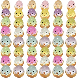 Mini Chicken in Eggshell 100Pcs Luminous Cute Cartoon 0.9x0.7 Tiny Chicks Resin DIY Mini Chicken Figurines for Bonsai Dollhouse Moss Landscape Cake Topper, Random Color