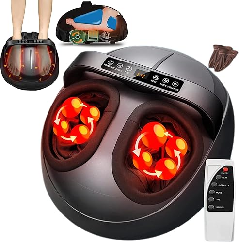 Recoverbody - Masajeador de pies de curación profunda, 9 niveles de fuerza, 5 modos, relajación profunda, masajeador de pies con calor, alivia la